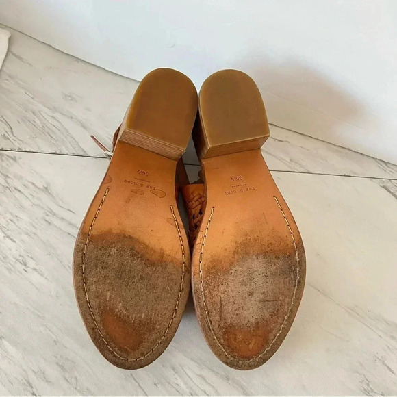 Rag & Bone Wyatt Mid Block Heel Woven Leather Size 6.5 (36.5) Brown - Picture 10 of 11